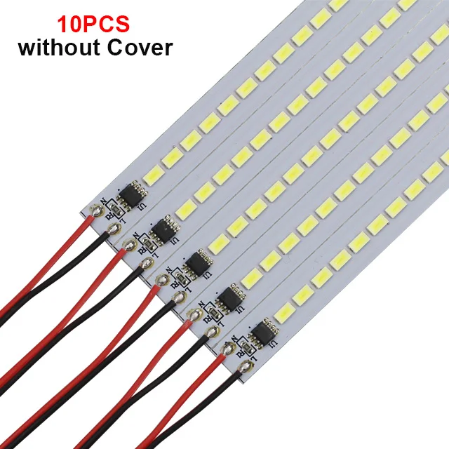 10pcs without cover Светодиодный светильник с регулируемой яркостью 220 В 50 см 5730 72 светодиодный s светодиодный жесткий светильник светодиодный флуоресцентные трубки энергосберегающие 5 шт./10 шт - Испускаемый цвет: 10pcs without cover
