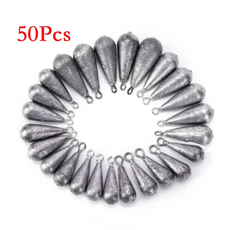 

Ring Lead Sinkers Fishing Equipment Accessories Outdoor Drop Shape Electrolytic Silver 50Pcs Durable