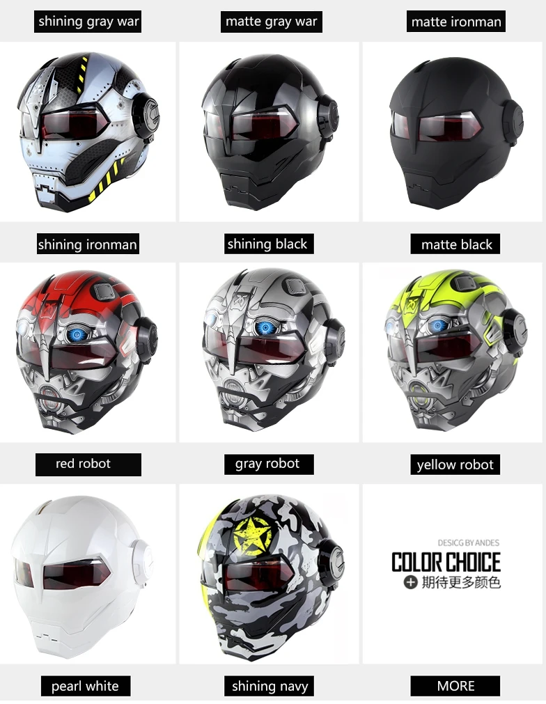 Helmet Retro Motorcycle Helmet Full Face Iron Warrior Man DOT Safety