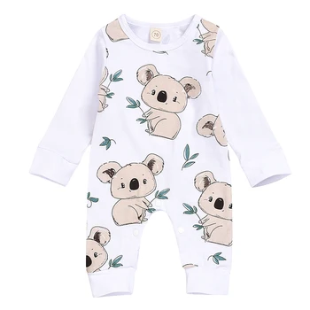 

Puseky Newborn 100% Cotton Romper Infant Toddler Cute Koala printing Summer Long Sleeve Kids Jumpsuit Baby Boy Girl Clothes