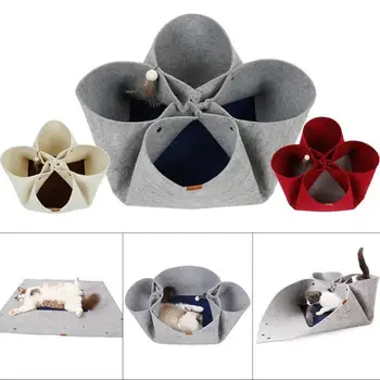 

1pc Creative Petal-shaped Pet Cat House DIY Felt Cloth Cat Tunnel Toy Four Seasons Universal Cat Play Thicken Mat Pet Supplies