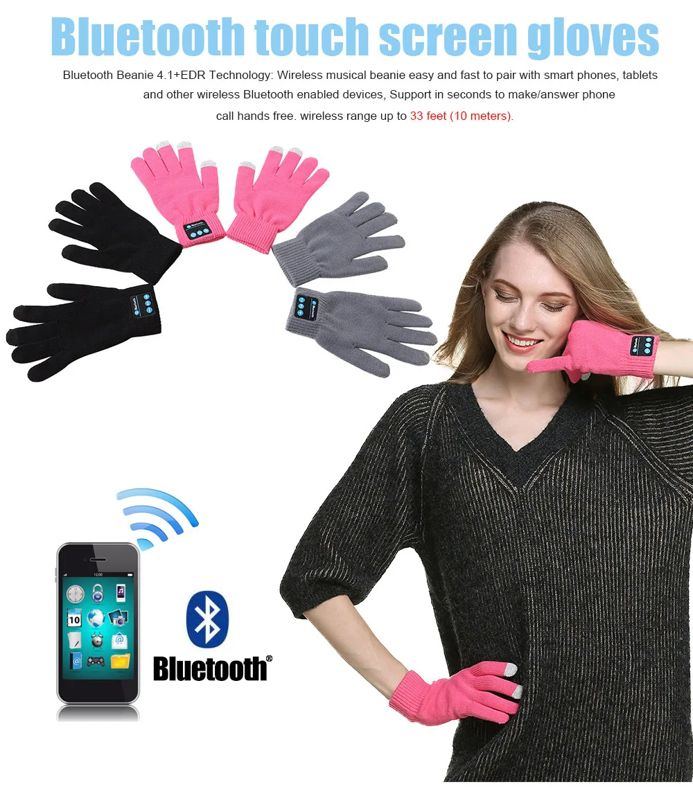 Модные Bluetooth перчатки, зимние теплые женские перчатки, тянущиеся вязаные варежки для женщин, зимние перчатки, вязаные теплые Bluetooth перчатки