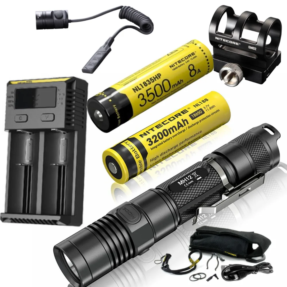 NITECORE 1000 люмен MH12 MH12W XM-L2 U2 светодиодный Перезаряжаемые фонарик поиск спасения Портативный фонарь 18650 Батарея+ GM02+ RSW1 - Испускаемый цвет: 32 35HP I2 GM02 RSW1