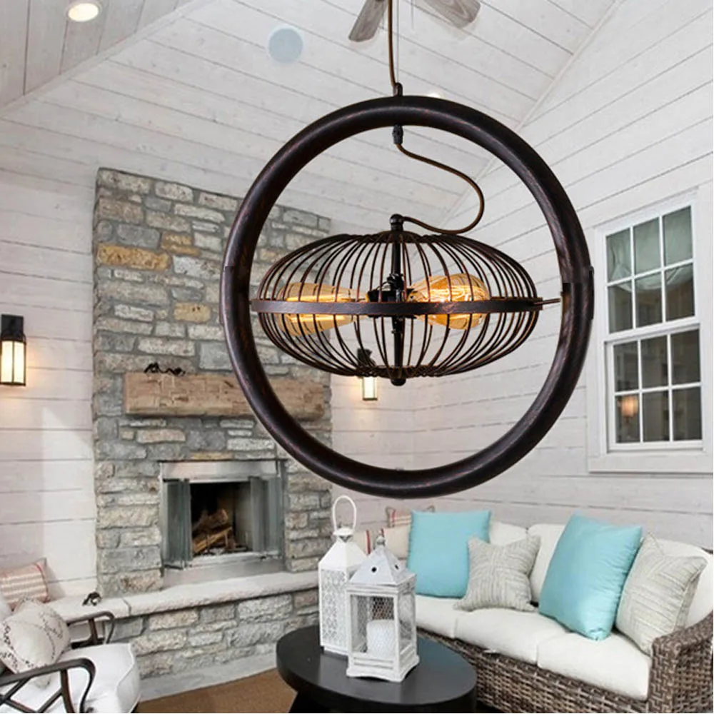 

Loft Vintage Industrial Style Chandelier Fan Iron Edison Ceiling Lamp For Bar Cafe Bedroom Dining Room Store Restaurant Black