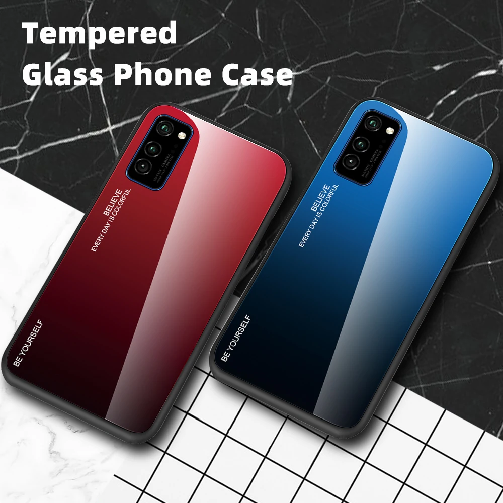 

Gradient Tempered Glass Phone Case For Huawei Honor V30 Pro View 30 Protective Case Cover Capa For Honor View30 V30Pro V 30 Case