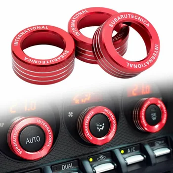 

3x Car AC Knob Control Volume Red Cover Rings Trim For Subaru BRZ 2013-UP Car Interior Decorative Rings Accessori Auto