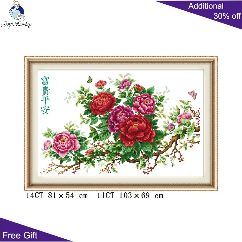 Вышивка крестиком Joy Sunday с пионами H074 14CT 11CT наборы для домашнего декора