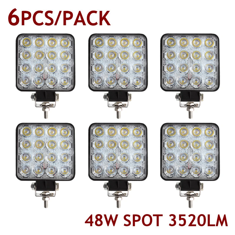 6pcs Spot 48W OKEEN 4 шт. led барное освещение 4 дюйма 48 Вт внедорожный рабочий свет 12 в свет интерьер led 4x4 led трактор фара дальнего света для грузовика - Цвет: 6pcs Spot 48W