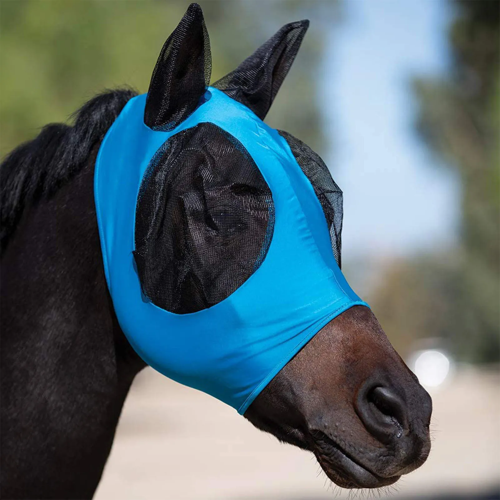 Anti Fly Mesh Equine Mask Horse Mask Stretch Bug Eye Horse Fly Mask With Covered Ears Horse Fly Mask Long Nose With Ears 1PC