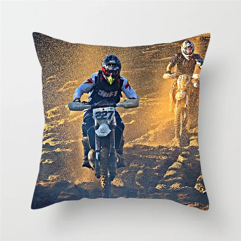 Fuwatacchi Extreme Speed Cushion Cover Motorcycle Sports Throw Pillow Cover For Home Chair Decoration Square Soft Pillowcases