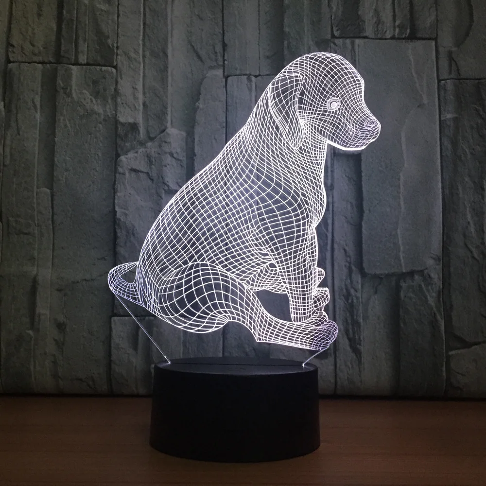 Собака Щенок 3D лампа с 7 цветов сенсорный эффект дистанционного изменения настольная Светодиодная лампа домашний Декор подарок на день рождения быстрая Прямая