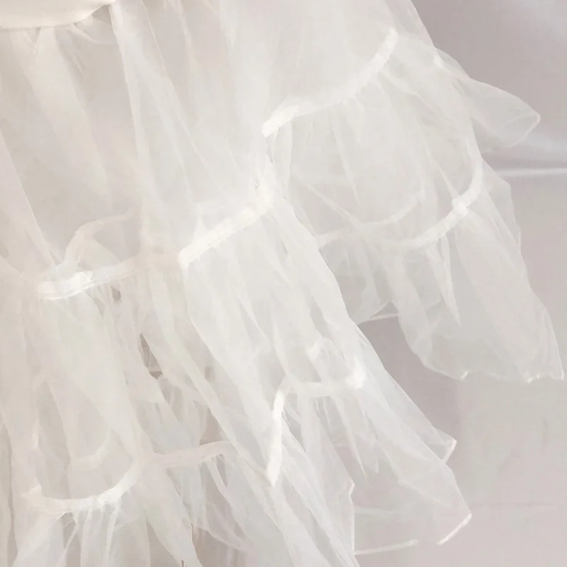 Free Short Lolita Cosplay Petticoats White Organza Crinoline Bridal Underskirt Women Halloween Petticoat Rockabilly Tutu Skirts