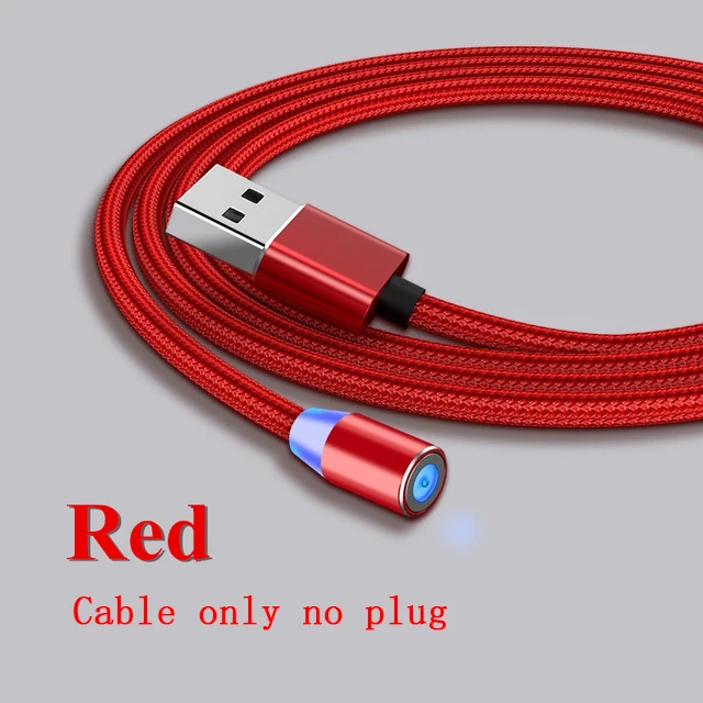 Red Cable No Plug Магнитный зарядный кабель Micro USB для iPhone samsung, кабель для быстрой зарядки и передачи данных, Магнитный зарядный кабель usb type C, 1 м, кабель для телефона - Цвет: Red Cable No Plug