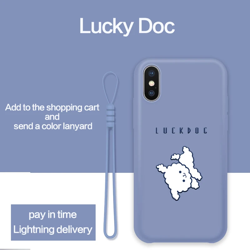 Lucky Dog Мягкий силиконовый чехол для iPhone XR X XS 11 Pro Max, милый чехол-бампер с изображением фруктов и цветов для iPhone 6, 6 S, 7, 8 Plus, Funda - Color: Lucky Dog