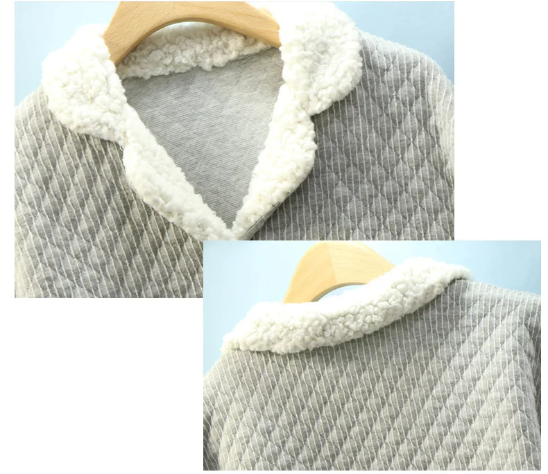 IZICFLY стиль толстый серый пижамный комплект полная ночная рубашка pijamas invierno Домашняя одежда женская зимняя Домашняя одежда для сна Ночной костюм
