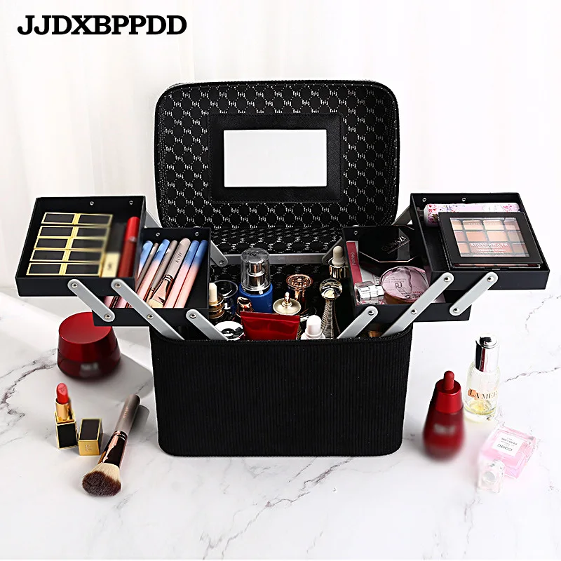 

Women Multi-layer Makeup Bag Large Capacity Professional Cosmetic Bag Organizer For Cosmetics Fashion Toiletry Bags Suitcases