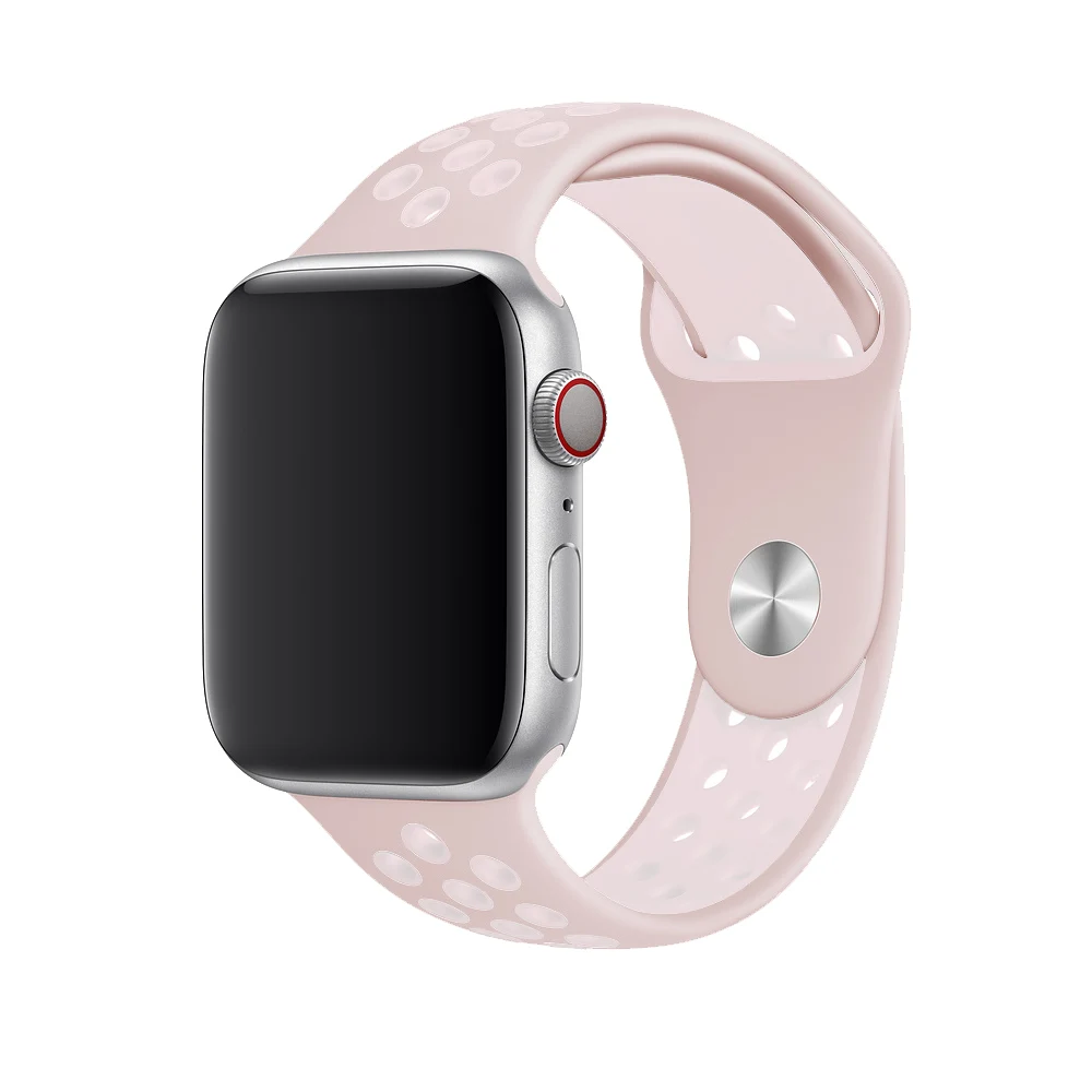 Силиконовый ремешок для apple watch band 42 мм 38 мм correa iwatch 4 3 2 44 мм 40 мм спортивный браслет pulseira apple watch аксессуары - Цвет ремешка: light pink white