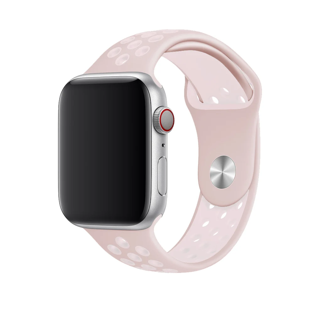light pink white Силиконовый ремешок для apple watch band 42 мм 38 мм correa iwatch 4 3 2 44 мм 40 мм спортивный браслет pulseira apple watch аксессуары - Цвет ремешка: light pink white