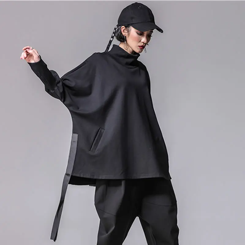 Женская футболка водолазка с рукавом летучая мышь и разрезом|women t-shirt|batwing sleevetees