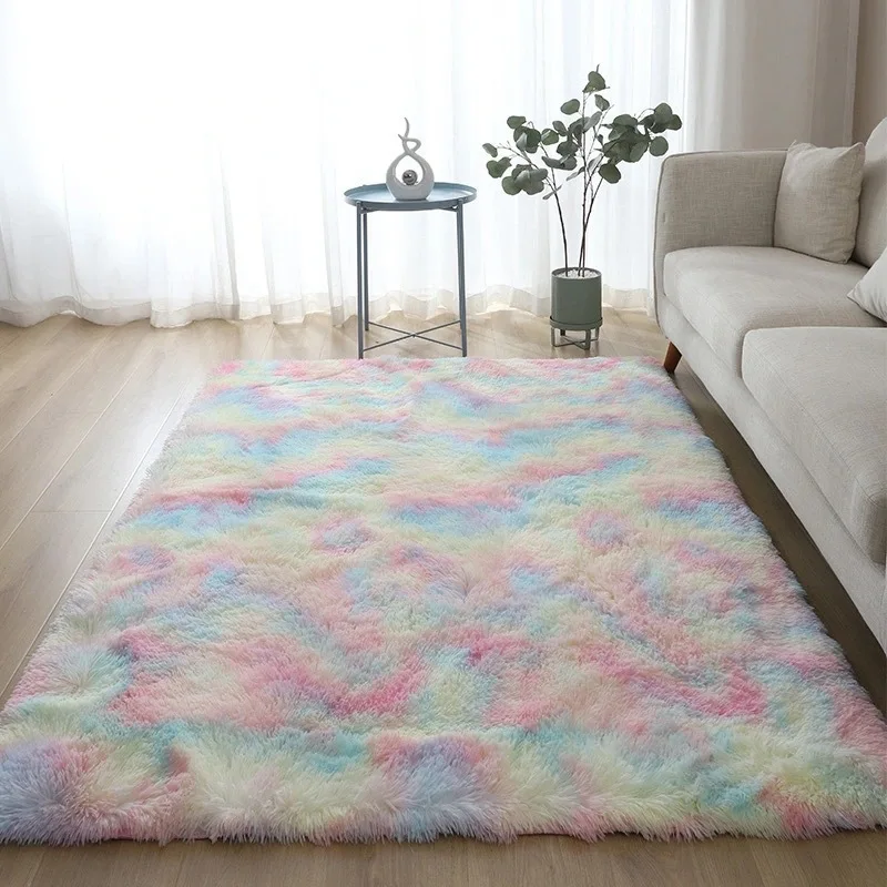Fluffy Rugs Anti-Skid Shaggy Area Rug Dining Room Bedroom Carpet Floor Mat Decor 