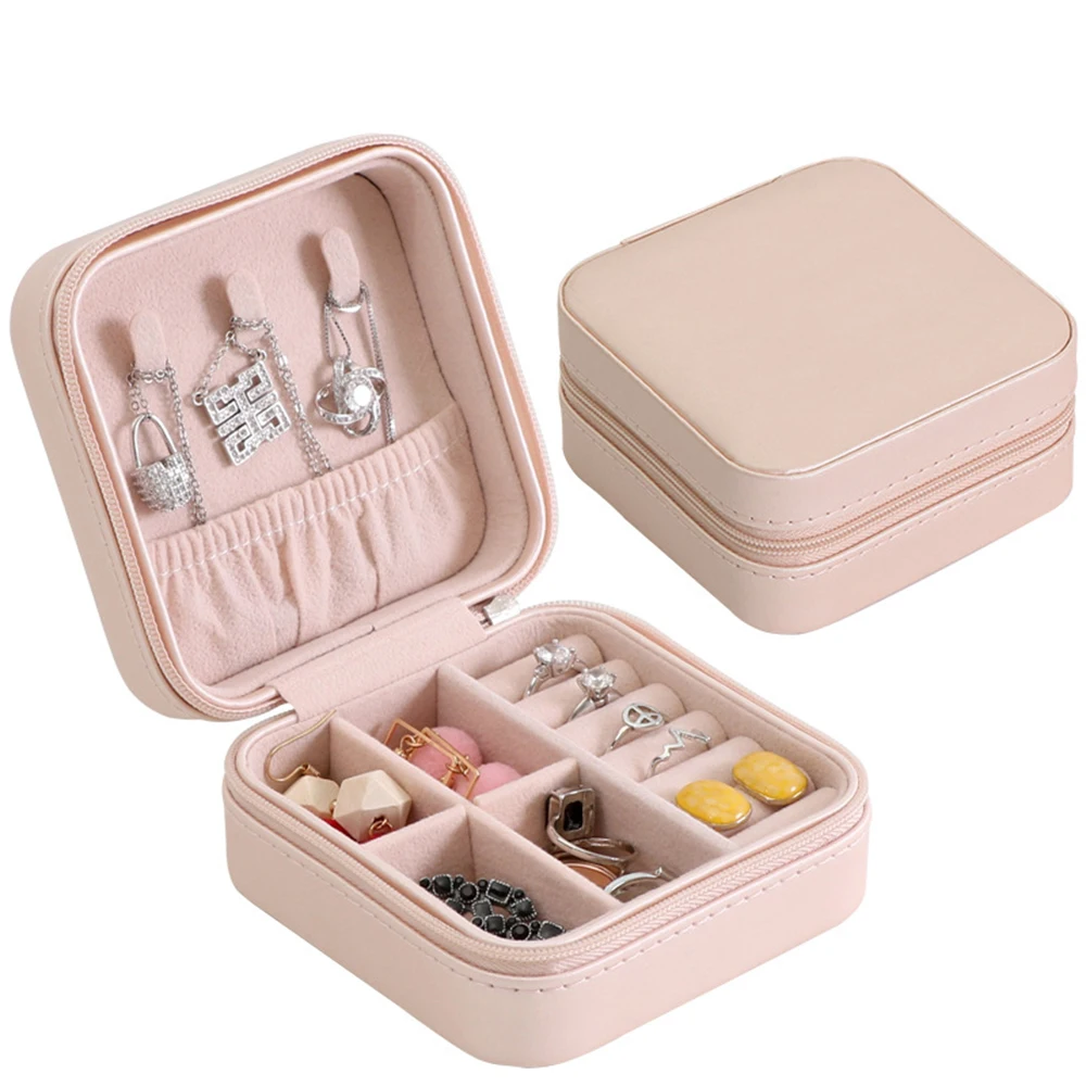 Mini Jewelry Boxes for Women Rings Earrings Necklaces Travel Jewellery PU single layer portable storage Gift Box wholesale