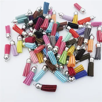 

Korea Velvet Tassel End Cap 10*37mm Charms For Diy Necklace Earring Jewelry Findings Component Wholesale 100pcs Mix Colors