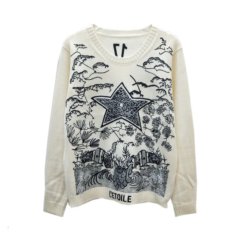 Новинка весны 2020 новый шерстяной свитер с круглым воротником и пентаграммой 17