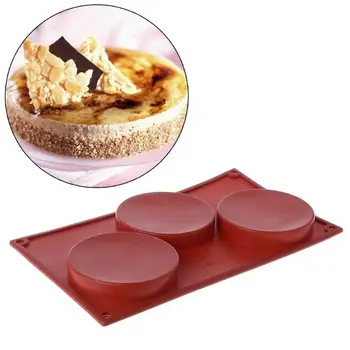 

3-Cavity Large Round Disc Candy Silicone Shallow Cylinder Cake Chocolate Mold Decorating Tools Kitchen Baking Accessories
