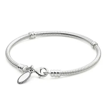 

BaoFuNew 925 Sterling Silver Bracelet Basic Lobster Buckle Signature Snake Chain Adjustable Women Gift Exquisite Jewelry