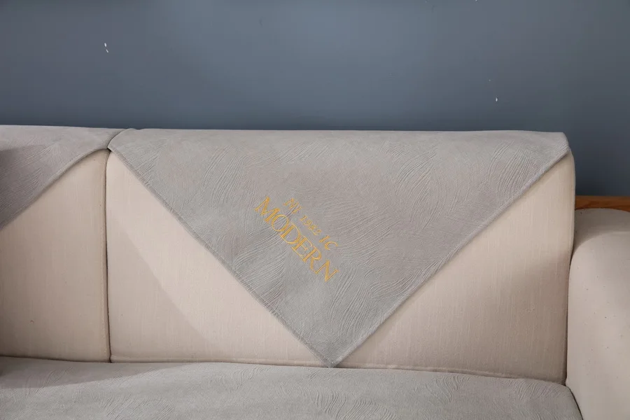 Скандинавский простой стиль синель сплошной цвет оранжевый вышивка письмо диван покрытие нескользящее диван полотенце