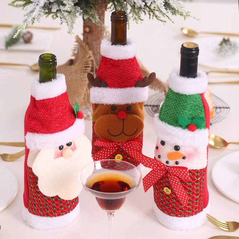 Рождественская бутылка вина сумки крышка украшения для рождественской вечеринки для дома подарок держатели для шампанского Рождество Праздничный набор для домашней вечеринки