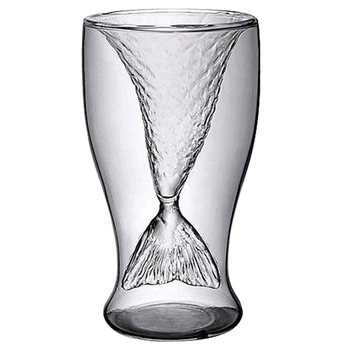 

Clear 100ml Creative Mermaid Shape Glass Wine Beer Cup for Bar Party (Transparent)
