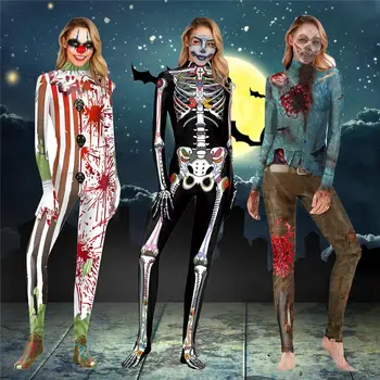 

Halloween Costume For Women 3D Zombie Truss Cosplay Costume Symbiosis Bodysuit Performance Clothing