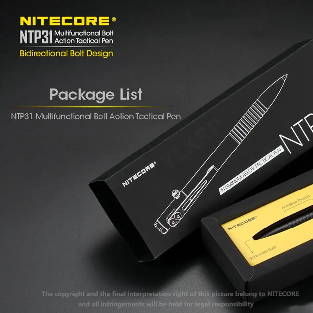 NTP31 Nitecore Tactical Pen For Self-defense Tactical Glass Breaking and Daily Writing Aluminum alloy with Tungsten Steel bezel tactical pen