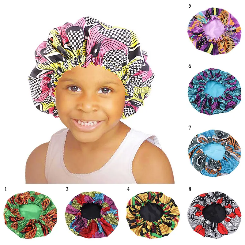 

Satin Lining Double Round Kids Night Sleep Cap More Style Turban Hat Polyester Material Fashion Beautiful Colorful Comfortable