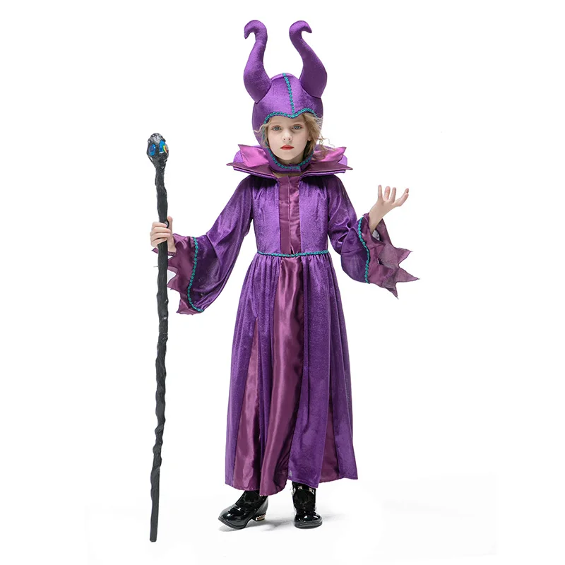 Movie Maleficent Costume angelina Jolie Marlene Fiesen Evil witch Halloween Fantasia Party Fancy Dress Children Cosplay Outfit |