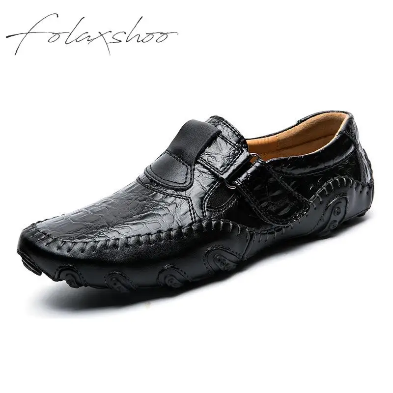 

Folaxshoo Mens Leather Loafers Slip on Comfort Driving Shoes Casual Moccasins Boat Shoes for Male Driving Walking