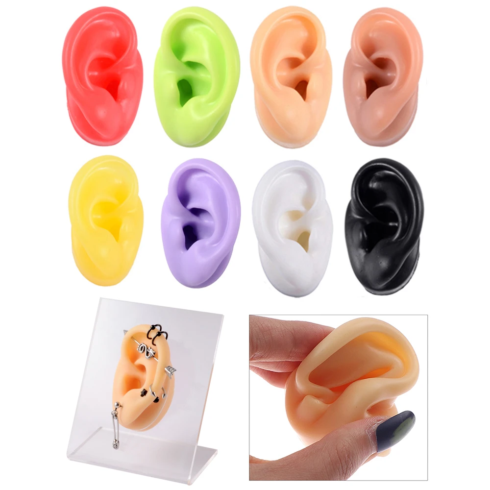 1pc Soft Silicone Ear Model Tattoo Practice Jewelry Display Piercing