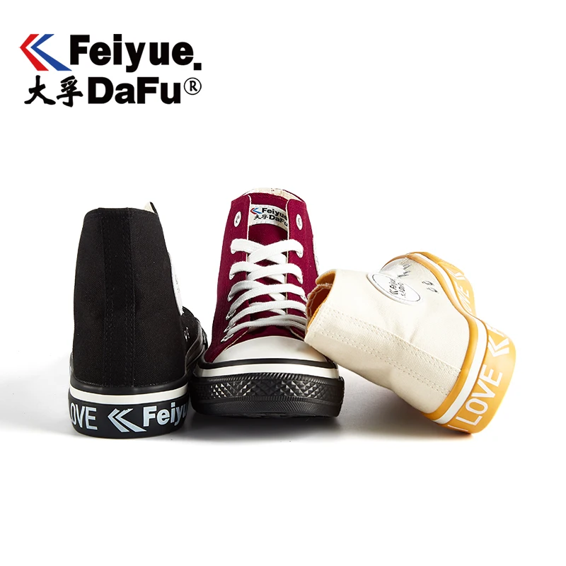 Feiyue/Новинка 2180 года; черные туфли на плоской подошве; парусиновая обувь с высоким берцем; простая повседневная обувь из Вулканизированной Ткани для мужчин и женщин; 3 цвета; Осенняя удобная обувь на плоской подошве