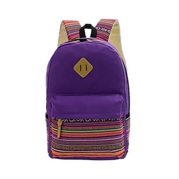

Fashion Nylon Patchwork Color ethnic large Capacity Student Backpack Travel Couple sports Bag