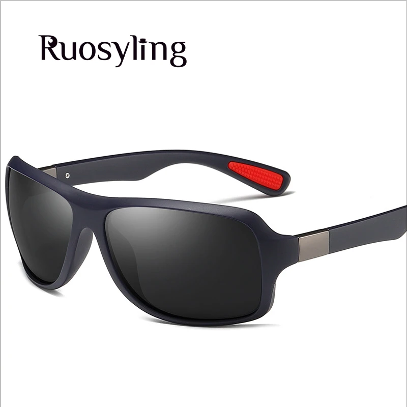 Matte Blue Grey Ruosyling модные большие рамки поляризованные мужские солнцезащитные очки уличные изогнутые спортивные очки для глаз мужские УФ 400 драйверы Очки панк-очки - Цвет линз: Matte Blue Grey