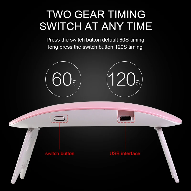 Arte Clavo 6W Nail Dryer Portable UV LED Lamp Nail Art Polish Light Mirco USB Cable SUN Mini Fast Delivery Manicure Machine Tool 4