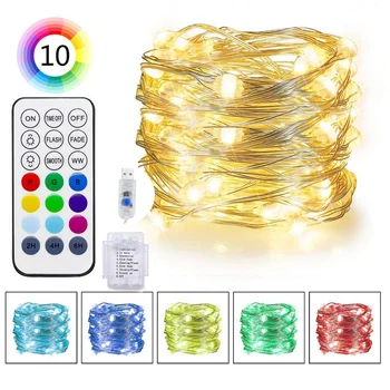 

21key Timer Remote Control RGBW Fairy Led String Lights 10 Colors USB Battery Christmas Garland for Wedding Holiday Decorative