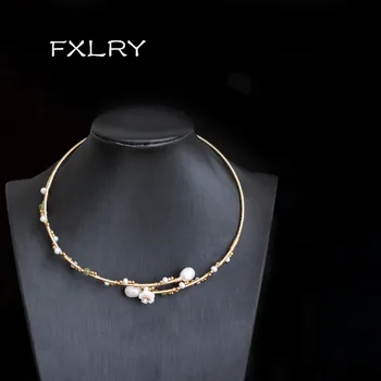 

FXLRY Original handmade natural pearl Simple Open Pearl Collar Short Necklace for women jewelry accessory