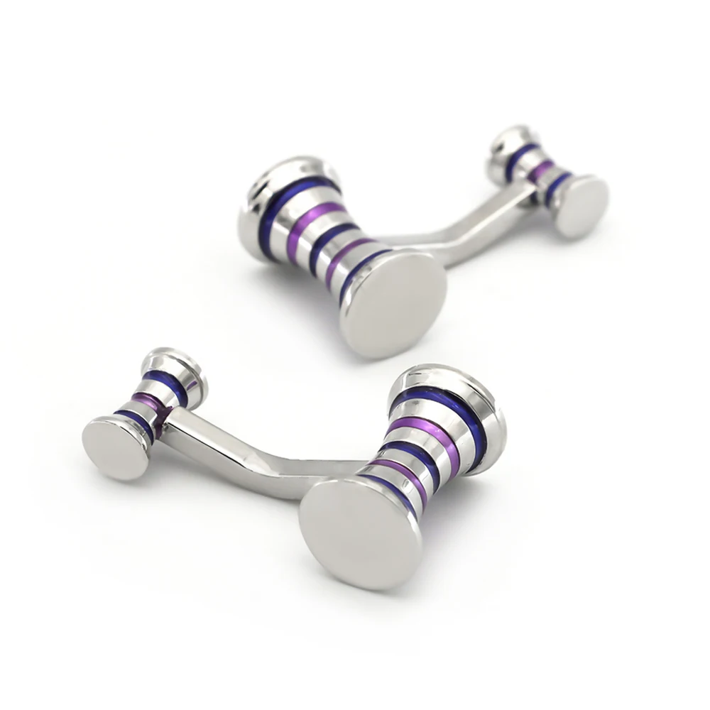 

Stripe Cuff Links For Men Double Sides Design Quality Brass Material Purple Color Cufflinks Wholesale&retail