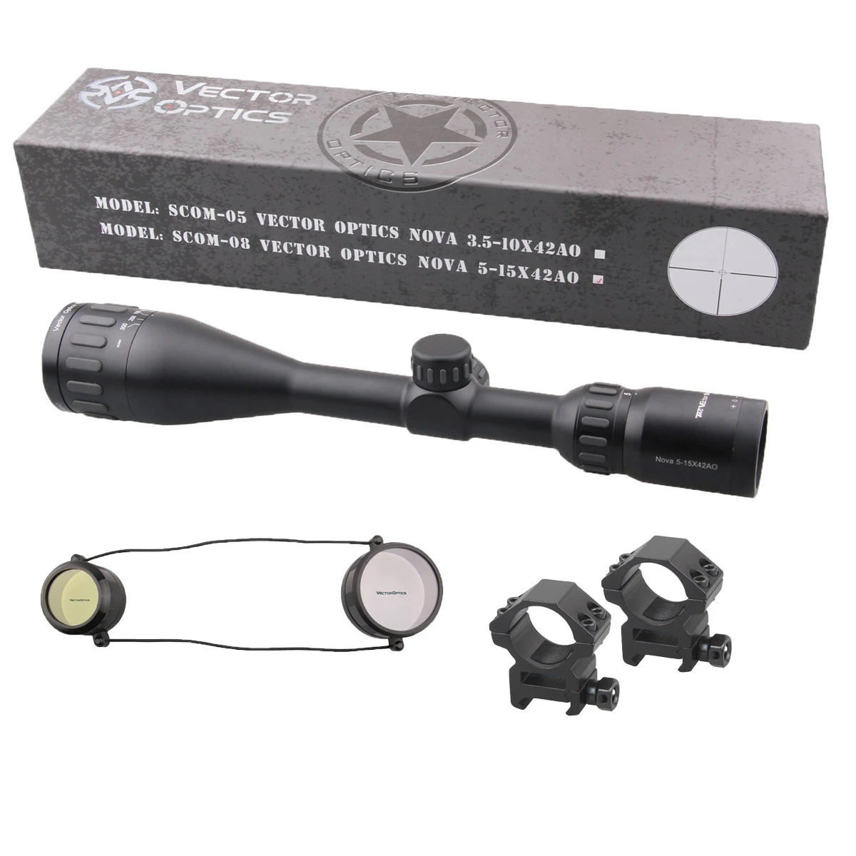 Векторная оптика Nova 5-15x42mm AO Регулируемый объективный прицел BDC Сетка ружье с телескопическим прицелом прицел матовый для охоты съемки