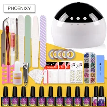 Маникюрный набор, набор гель-лаков для ногтей с лампой 48 Вт/80 Вт, мини-набор для маникюра с наклейкой для ногтей, набор для украшения ногтей