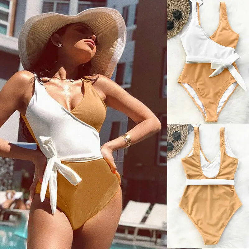

1 Piece Summer Swimsuit Bathsuit Women Sexy Push Up Bra V-Neck Bikini Bandage Swimsuit Monokini Beach Swimwear AU
