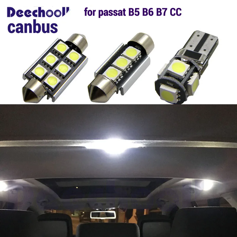 

canbus LED license plate lamp+interior dome map trunk light bulbs for VW Passat B5 B6 B7 CC sedan saloon variant Estate 97-15