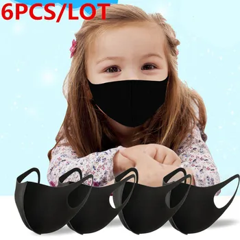 

6PCS/LOT Fashion Black Mask Washable elastic Earloop Face Breathing Mask Reusable Anti Dust Cotton Mouth Mask For Adults